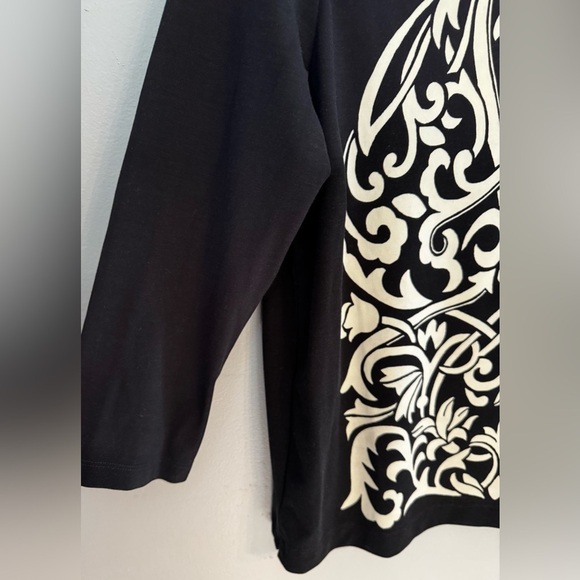 J. McLaughlin Black White Scroll Pattern Stretchy Soft Tunic Size L - Picture 4 of 10